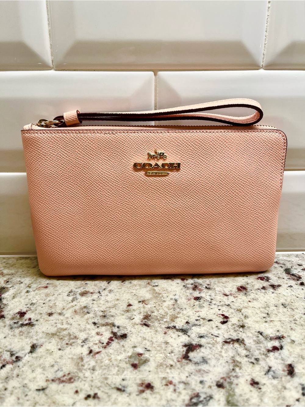 Coach Large Peach Wristlet EUC